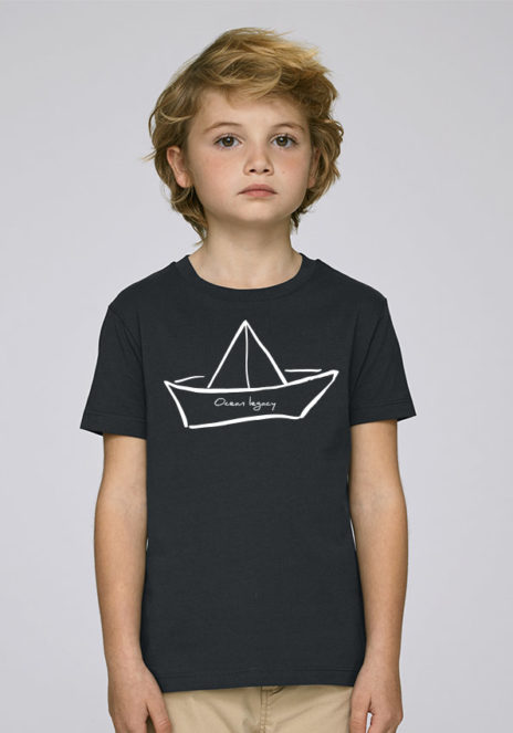 Tee-shirt noir et mixte pour enfants avec le motif Ocean legacy